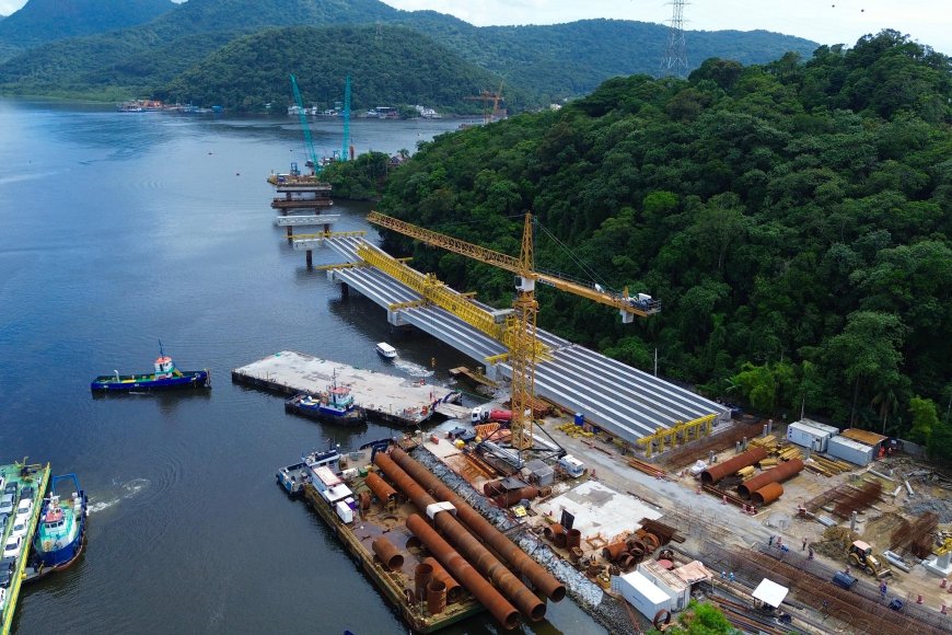 Com avanço no trecho estaiado, obras da Ponte de Guaratuba chegam a 38,8% de execução